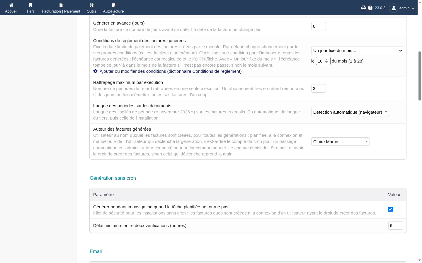 AutoFacture, écran 9