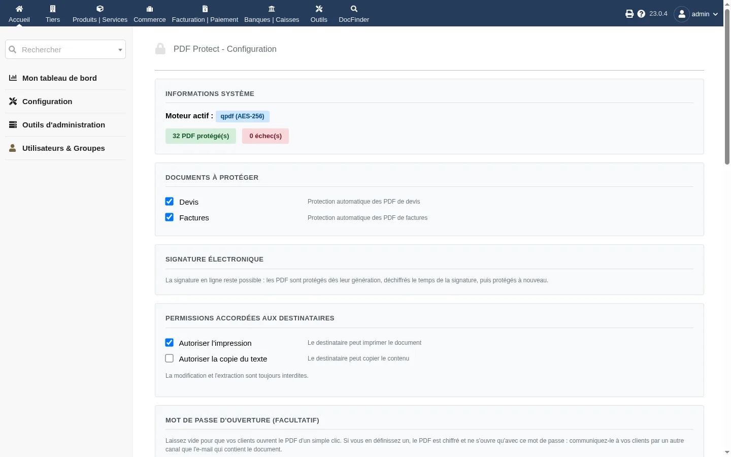 PDF Protect, Devis et factures PDF protégés